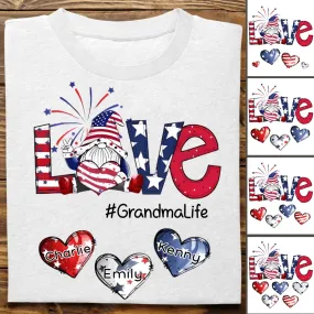 Grandma - Love Grandmalife Heart Dwarf American Flag - Personalized Unisex T-Shirt