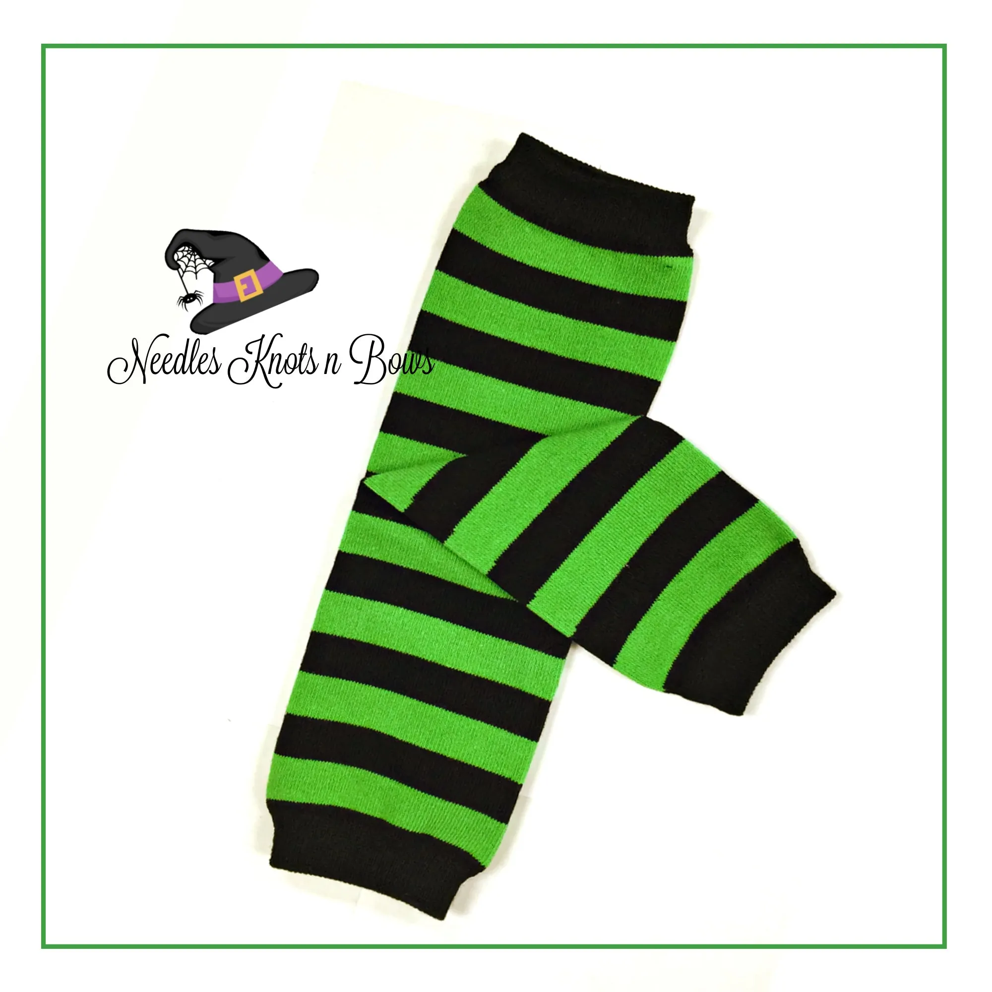 Green & Black Striped Leg Warmers, Baby Toddler