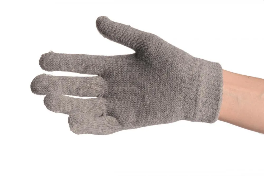 Grey Gloves & Fingerless Gloves With Crystals (2 Pairs Set)