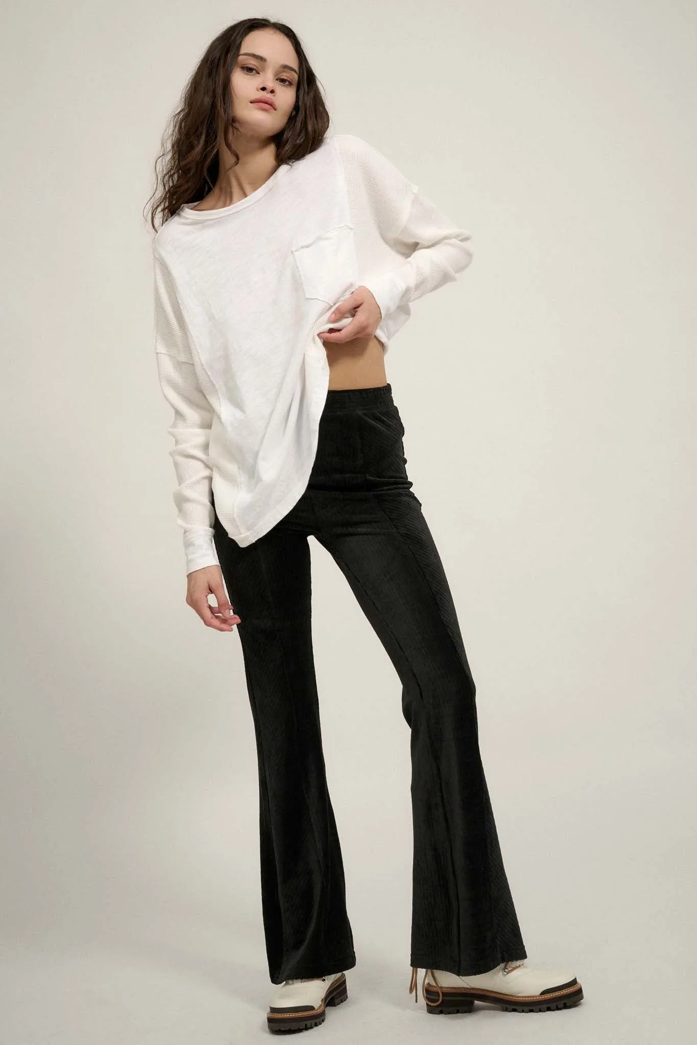 Groove Me Striped Velvet Flare Pants