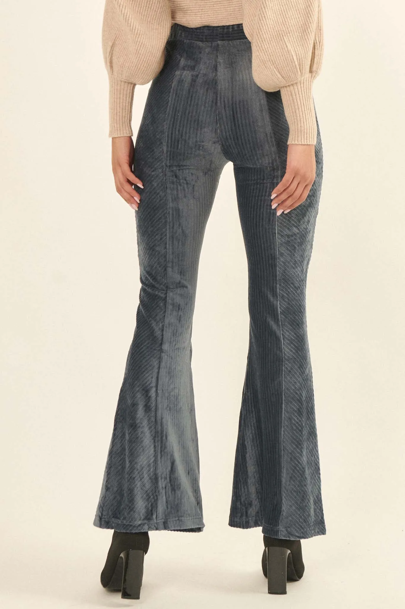 Groove Me Striped Velvet Flare Pants