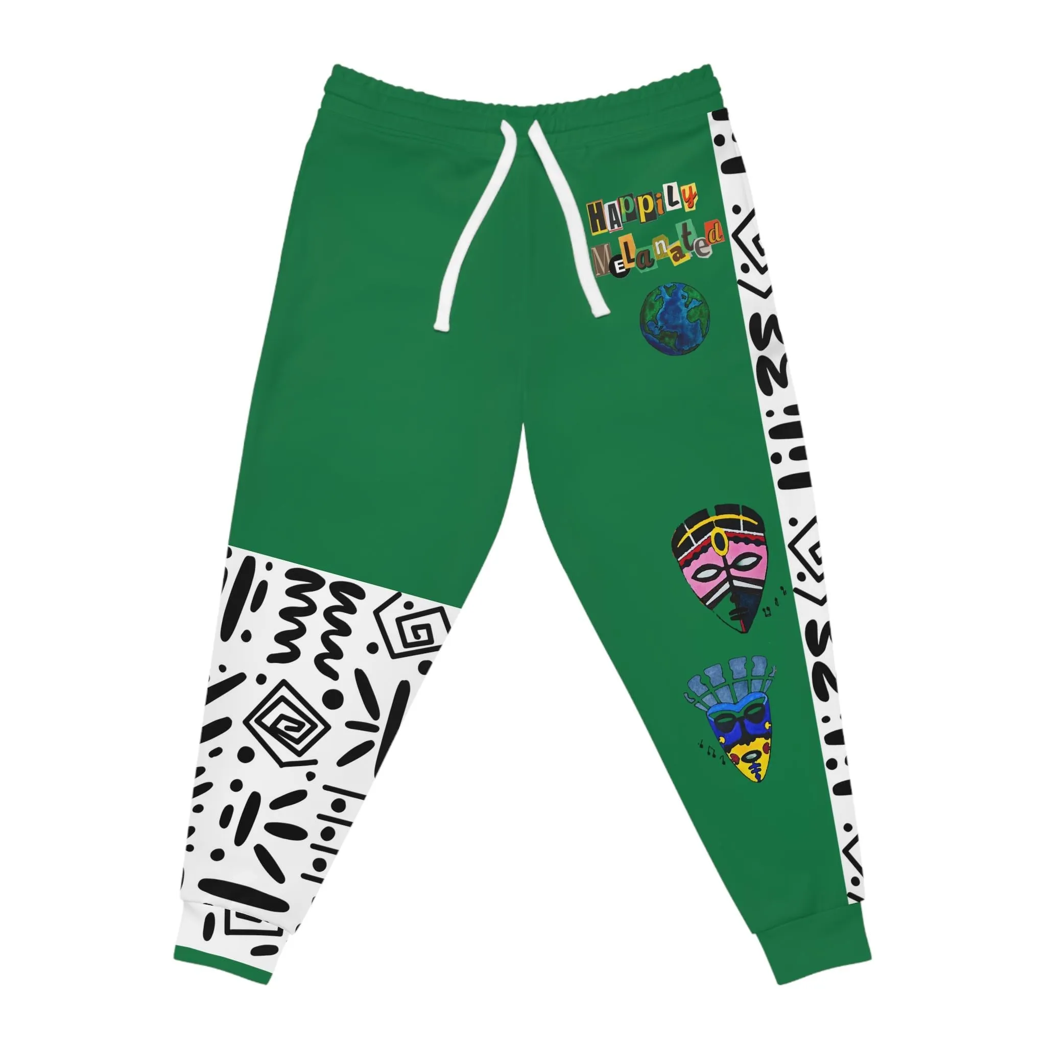 Handcrafted Afro Music Cartoon Art Athletic Unisex Joggers, Sweatpants