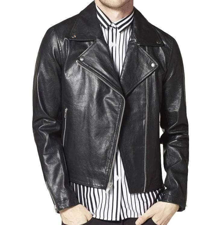 Handmade Mens Fashion Leather Biker Jacket