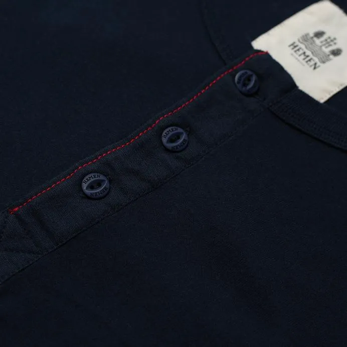 HARRI | Organic Long Sleeve Henley | Deep Marine