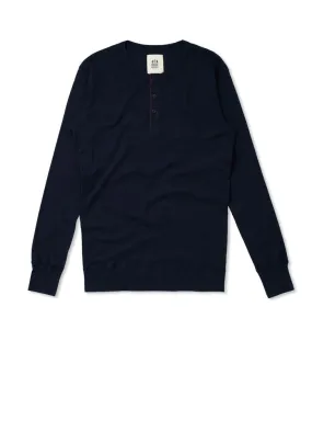 HARRI | Organic Long Sleeve Henley | Deep Marine