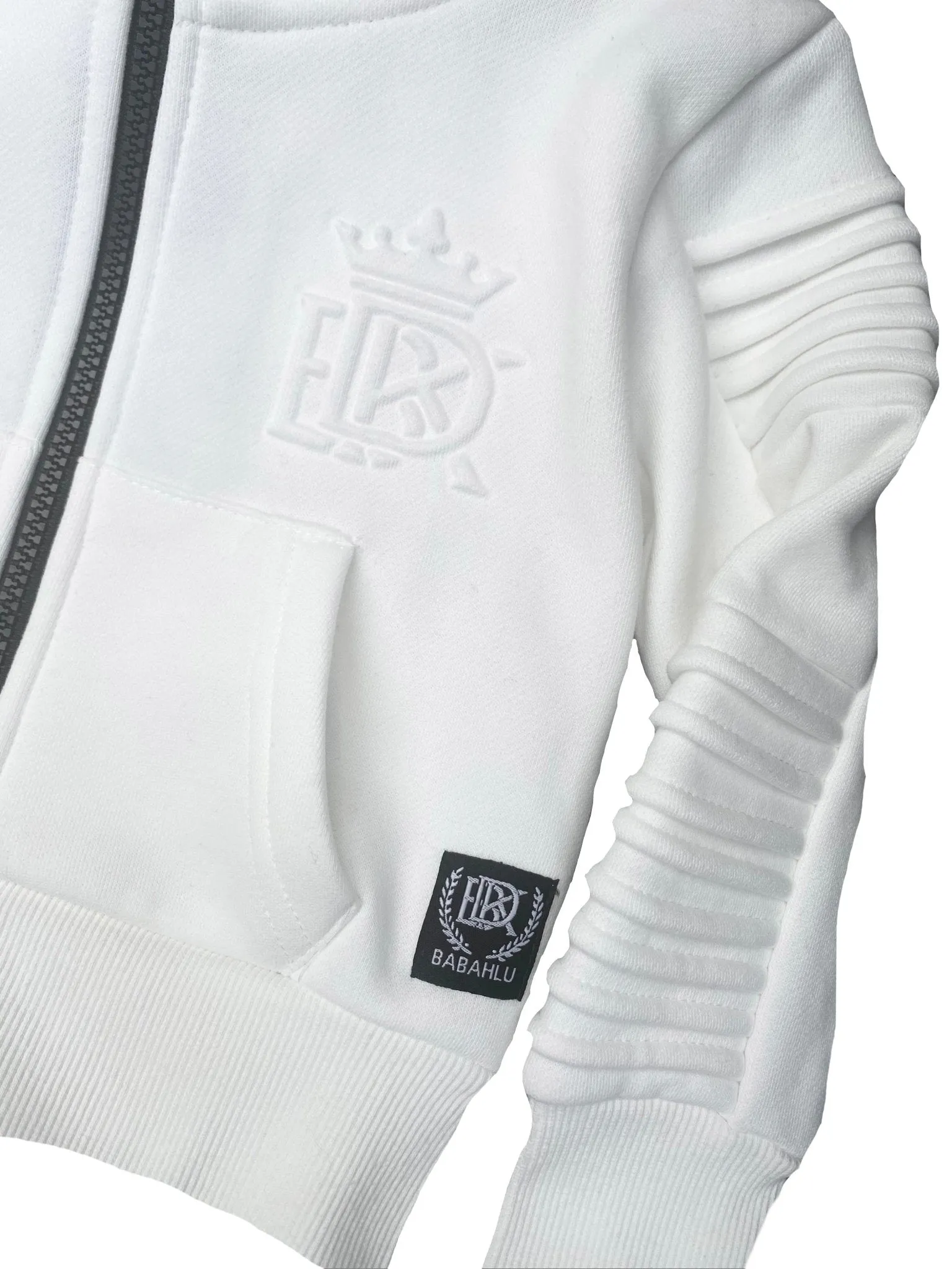 Henley Zipper Kids White Hoodie