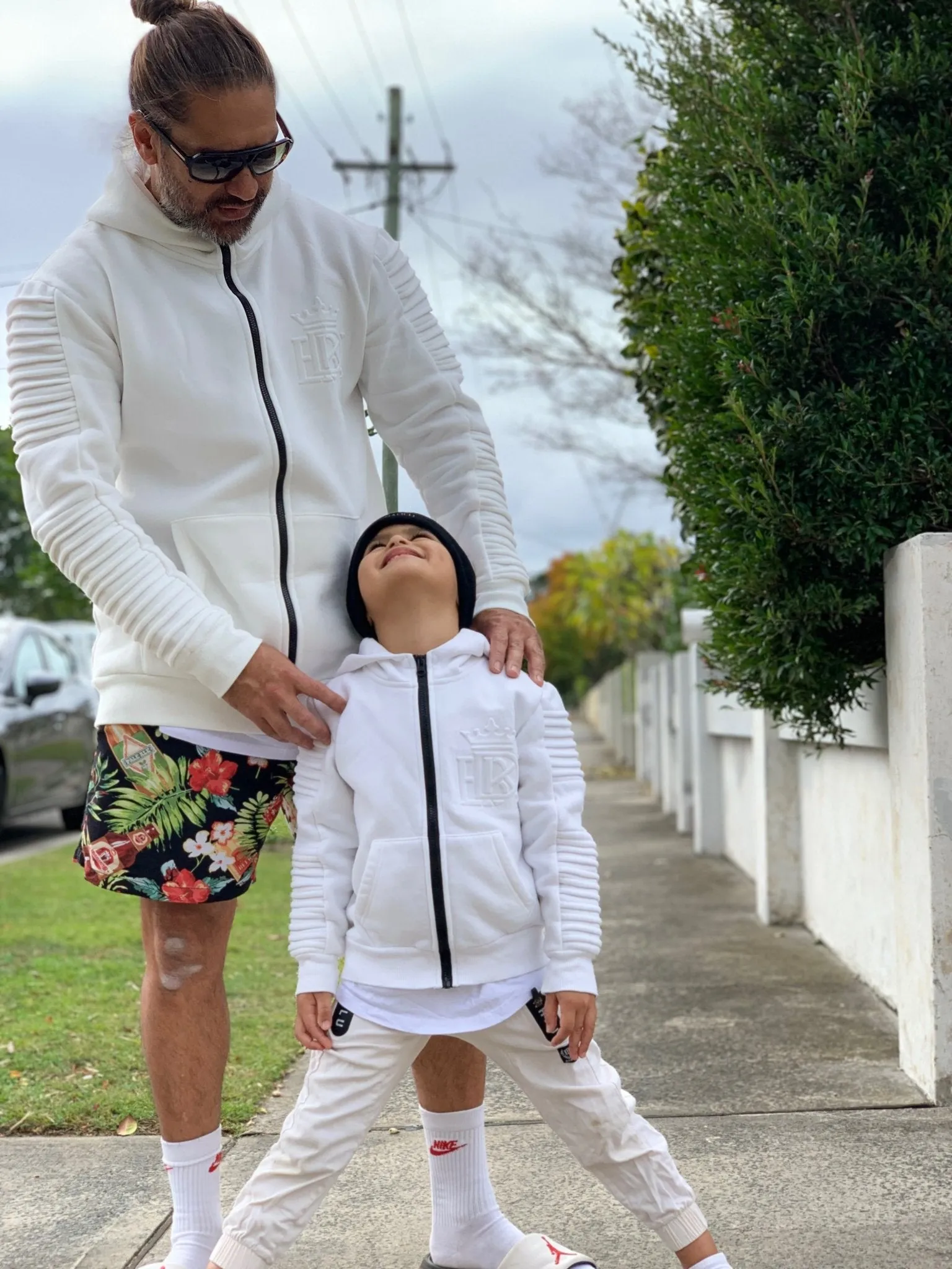 Henley Zipper Kids White Hoodie