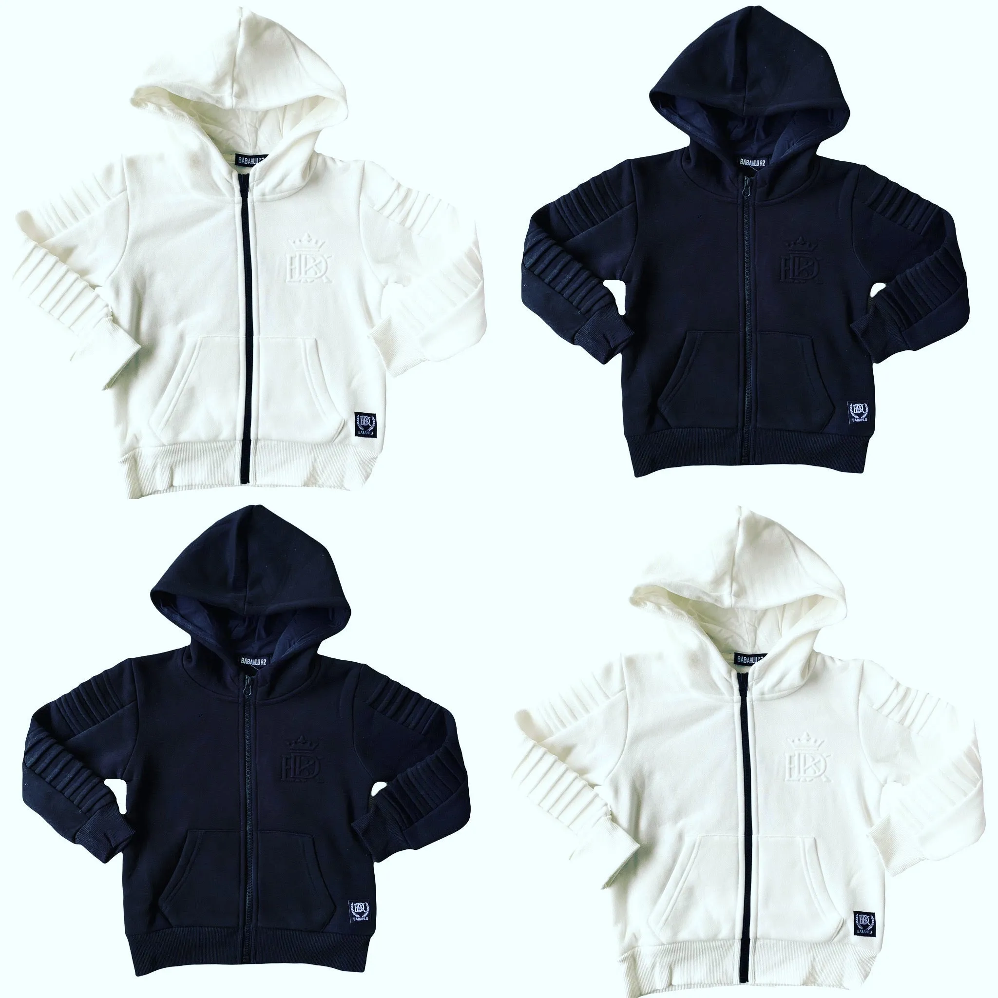 Henley Zipper Kids White Hoodie