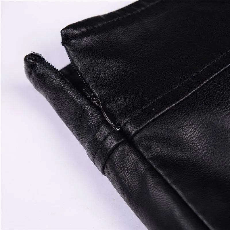 High Waist PU Leather Skirt