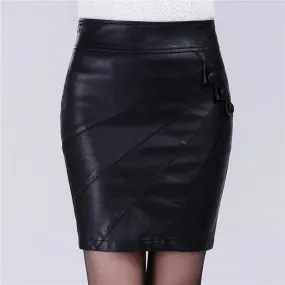 High Waist PU Leather Skirt