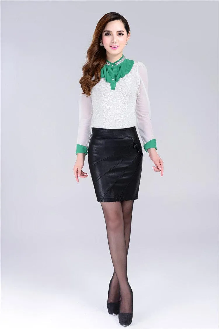 High Waist PU Leather Skirt