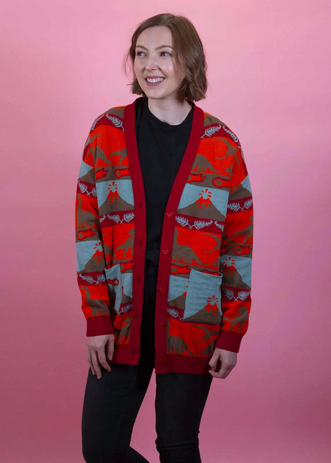 Home of Rainbows - Dinos 'n' Volcanoes Knit Cardigan