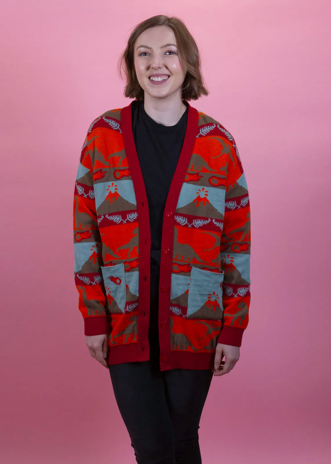 Home of Rainbows - Dinos 'n' Volcanoes Knit Cardigan