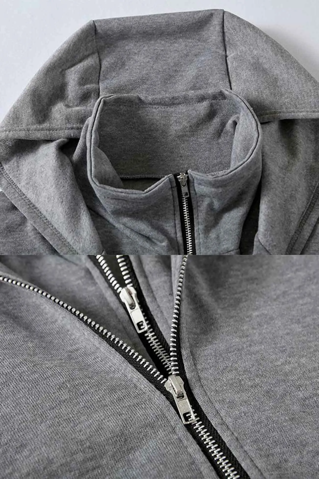 Hooded Pocket Zipper Mid-Length Cardigan