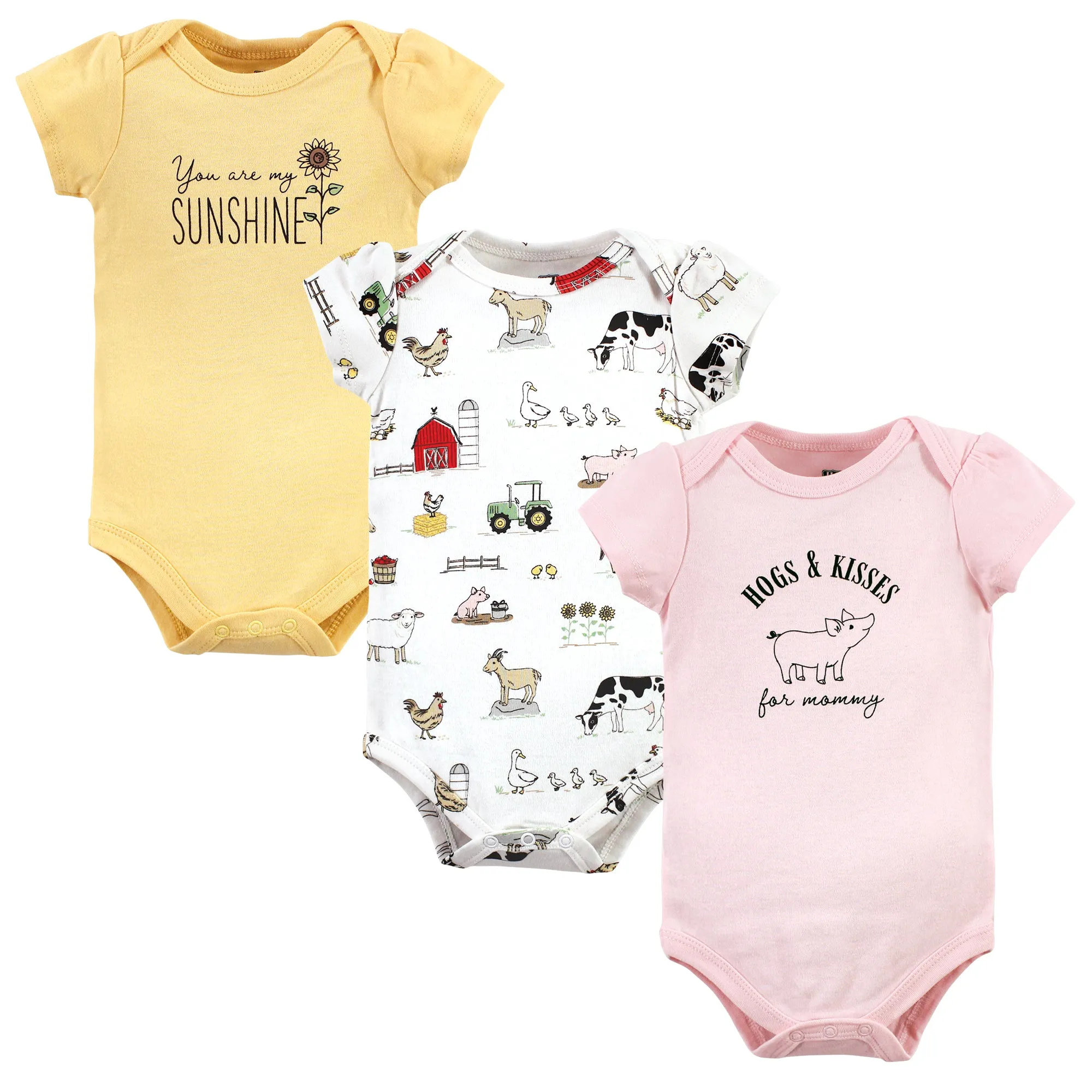 Hudson Baby Cotton Bodysuits, Hogs And Kisses