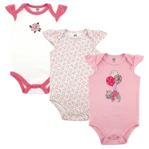 Hudson Baby Cotton Bodysuits, Kitty 3-Pack