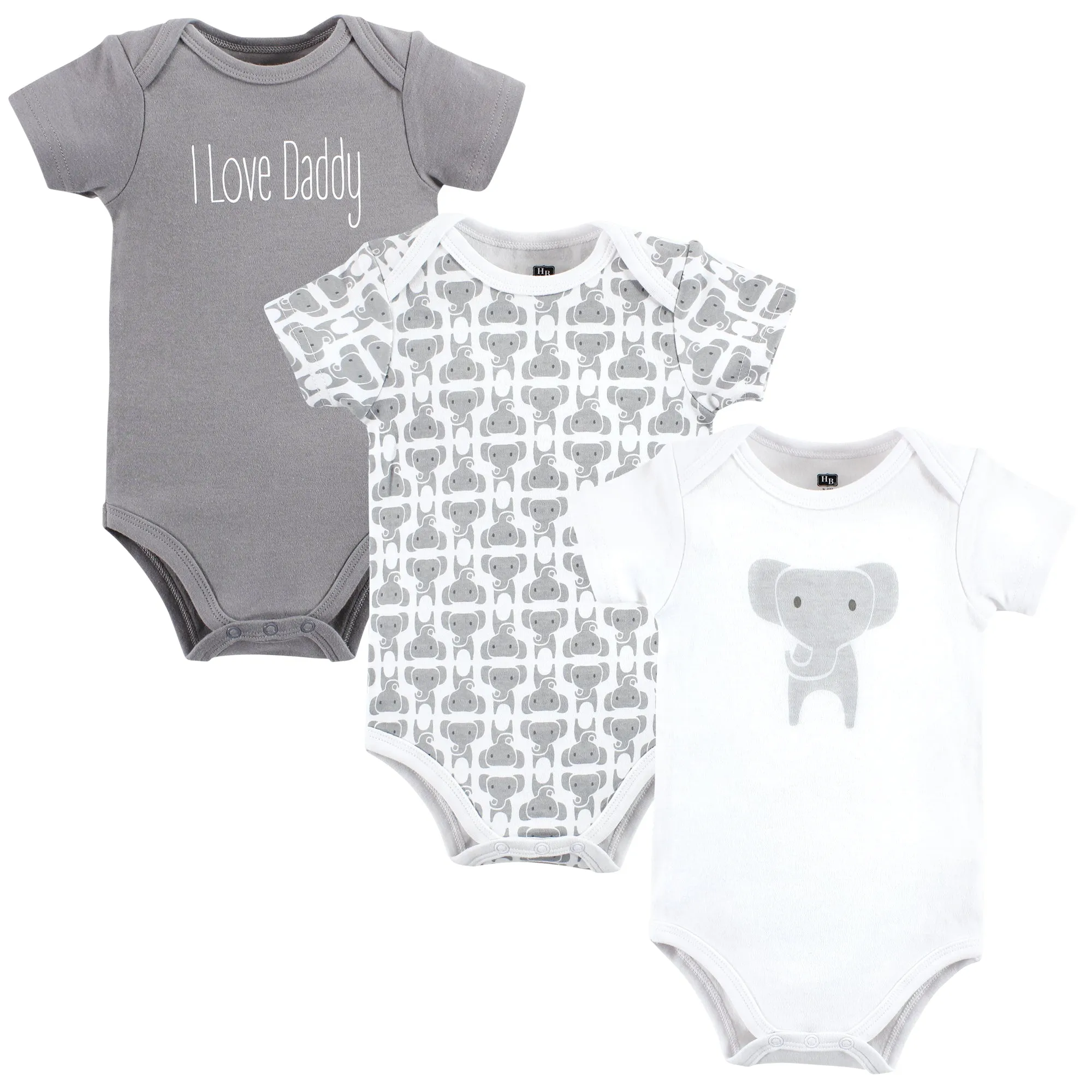 Hudson Baby Cotton Bodysuits, Modern Elephant