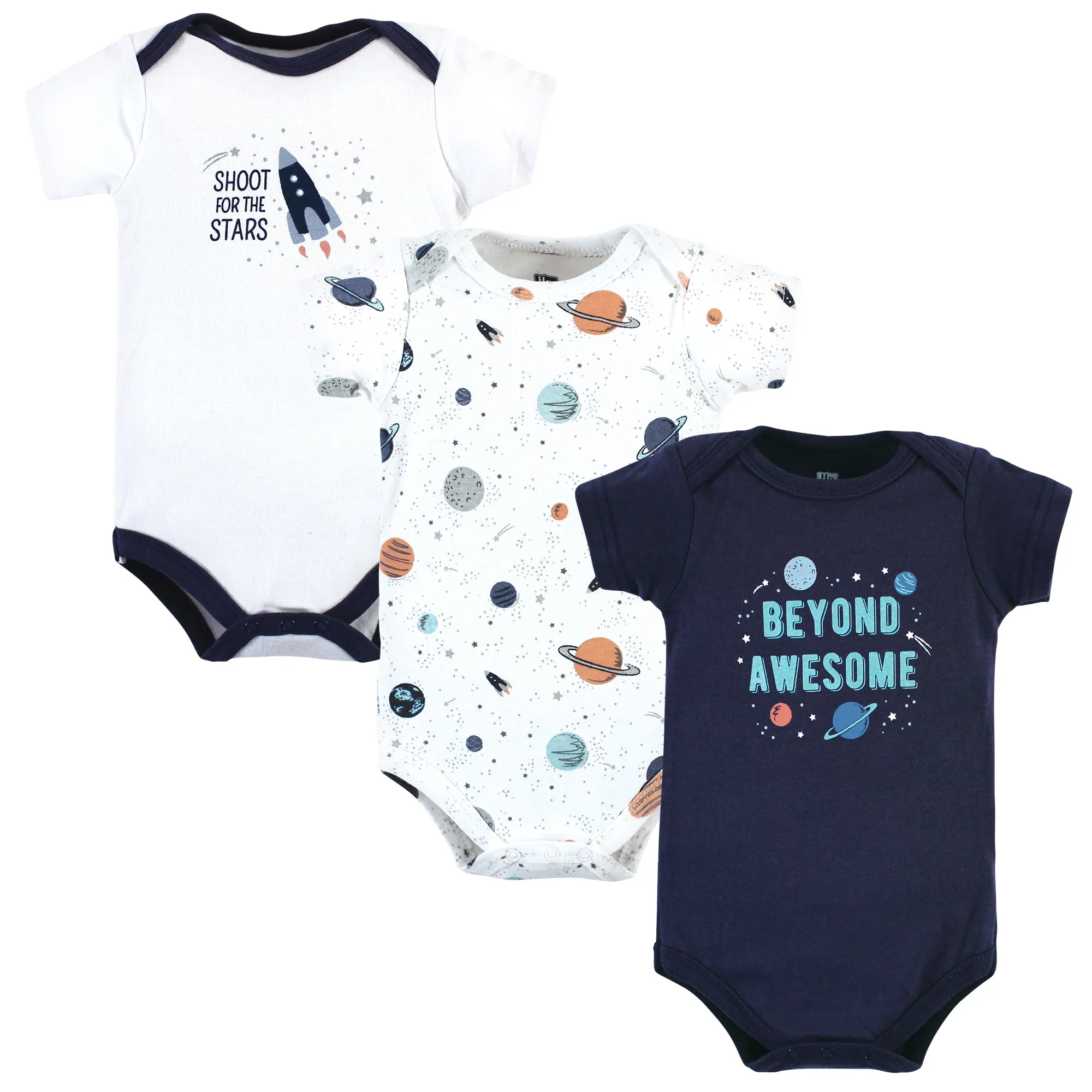 Hudson Baby Cotton Bodysuits, Space