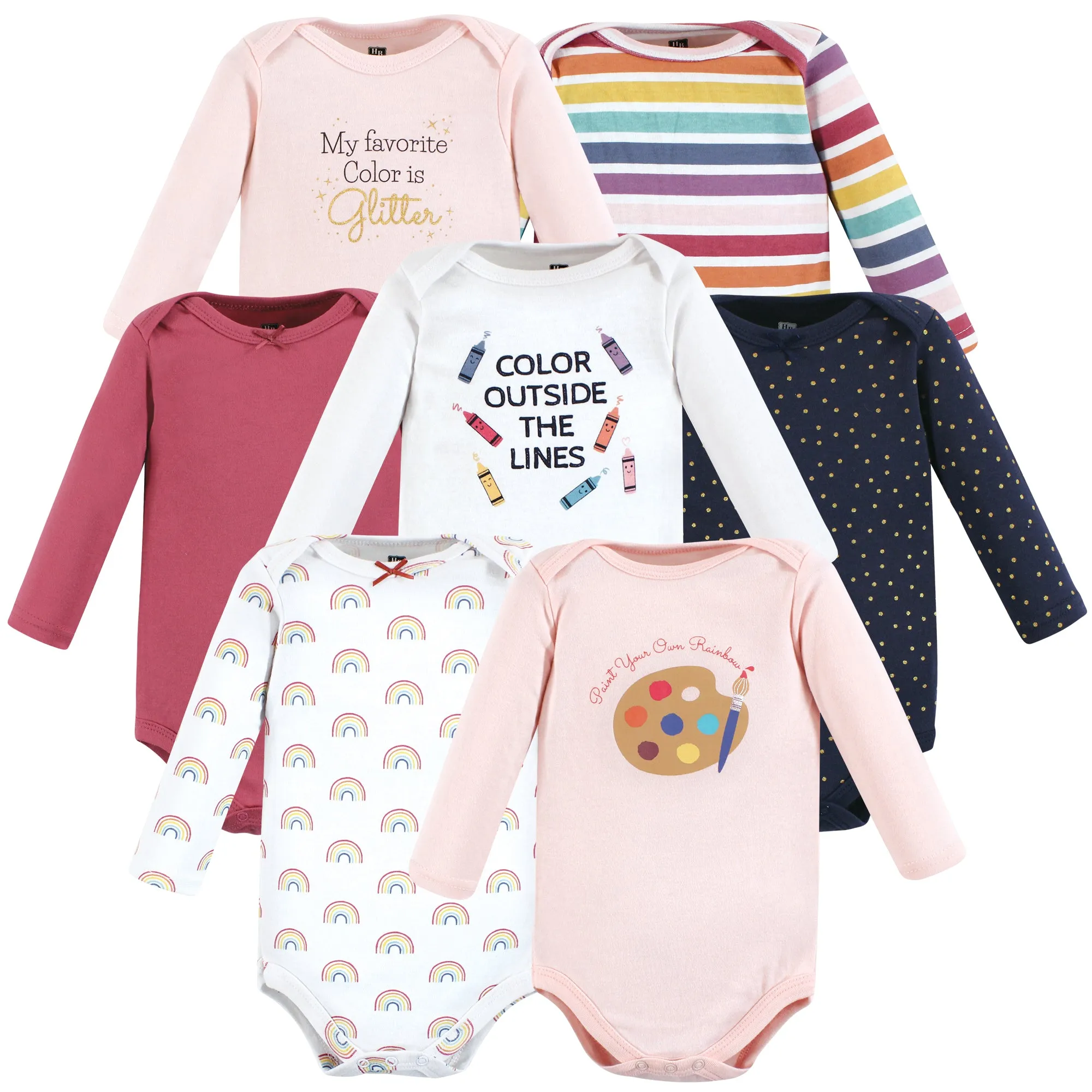 Hudson Baby Cotton Long-Sleeve Bodysuits, Creativity