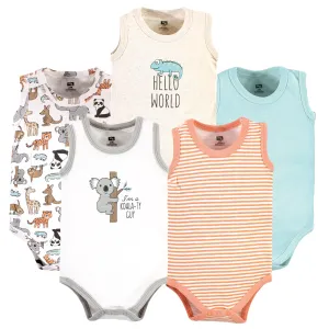 Hudson Baby Cotton Sleeveless Bodysuits, Zoo Animals