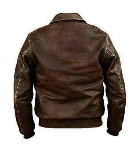 Indiana Jones Vintage Brown Leather Jacket Men