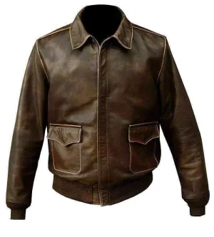 Indiana Jones Vintage Brown Leather Jacket Men