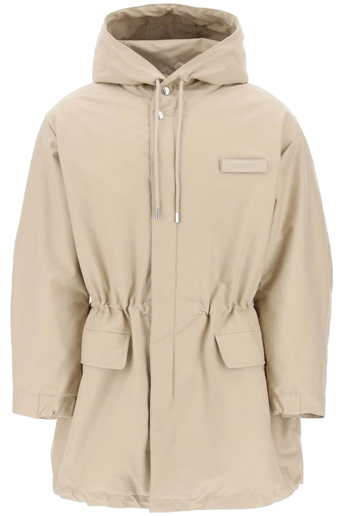 JACQUEMUS Men's Hooded Padded Parka Jacket in Tan for SS24