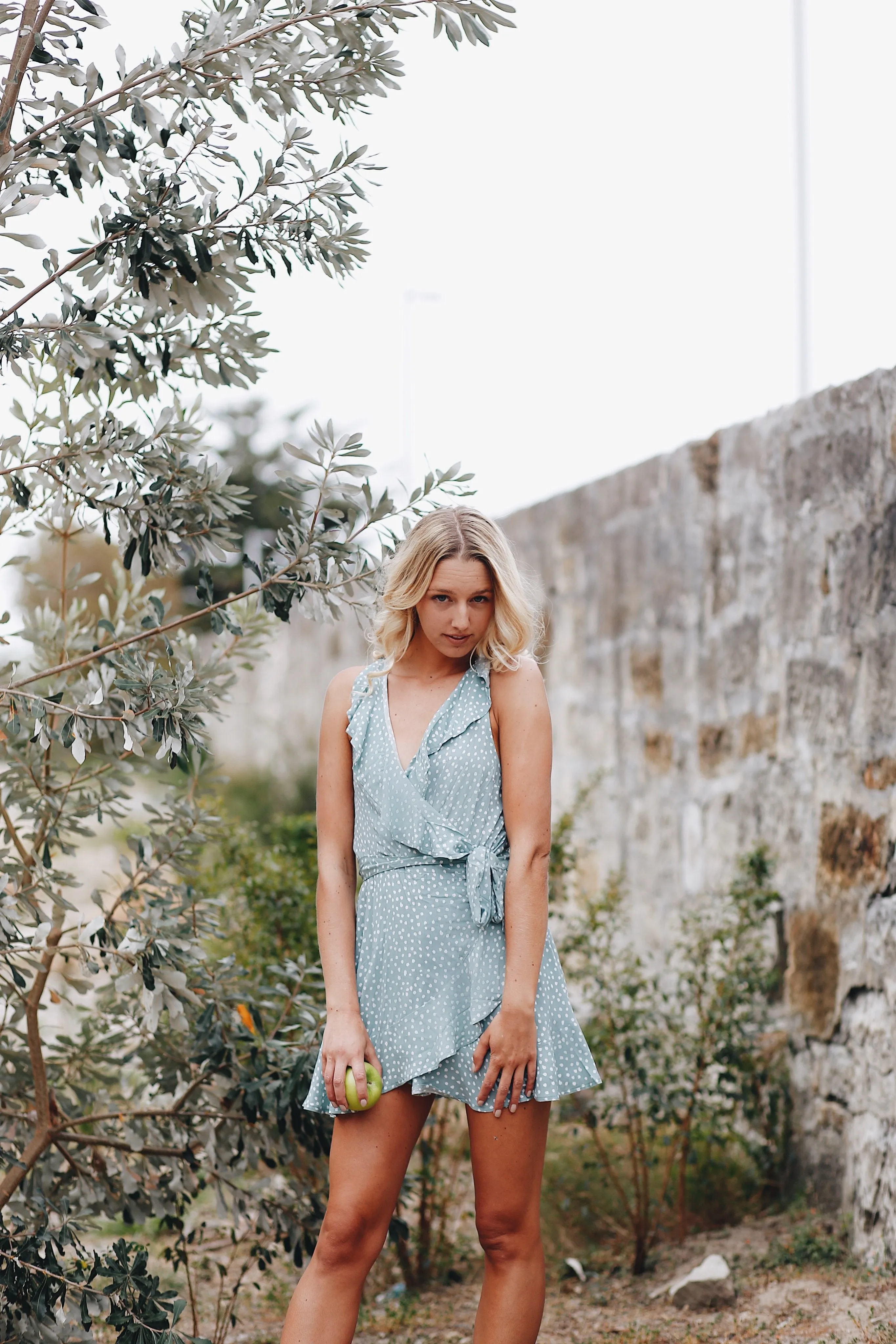 Jade Polkadot Sleeveless Ruffle Dress