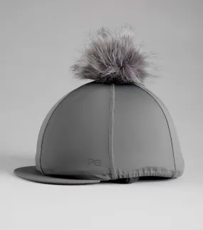 Jersey Hat Silk with Faux Fur Pom Pom Anthracite