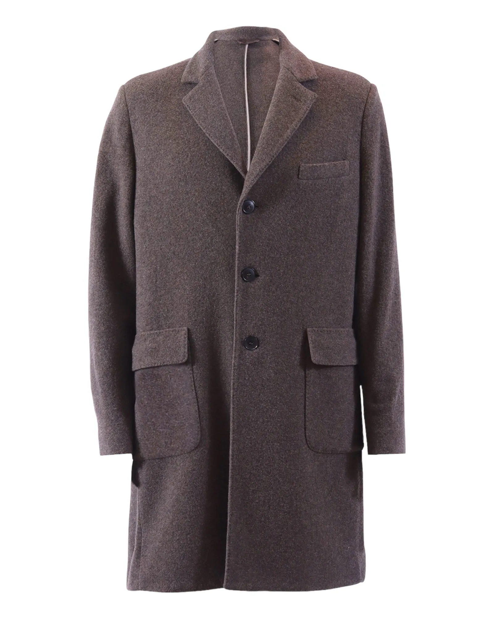 Jersey Wool Coat with Suede Trim - Brown Jersey