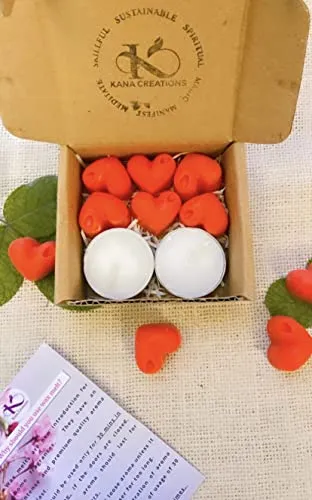 Kana Creations-Orange, Mogra, Jasmine, Vanilla - Eco-Friendly, Highly Scented Hand Poured Wax Melts in Sustainable Gift Packaging of 4 sets of Wax Melts and 8 T-Lights. Made in India