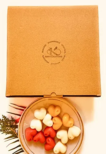 Kana Creations-Orange, Mogra, Jasmine, Vanilla - Eco-Friendly, Highly Scented Hand Poured Wax Melts in Sustainable Gift Packaging of 4 sets of Wax Melts and 8 T-Lights. Made in India