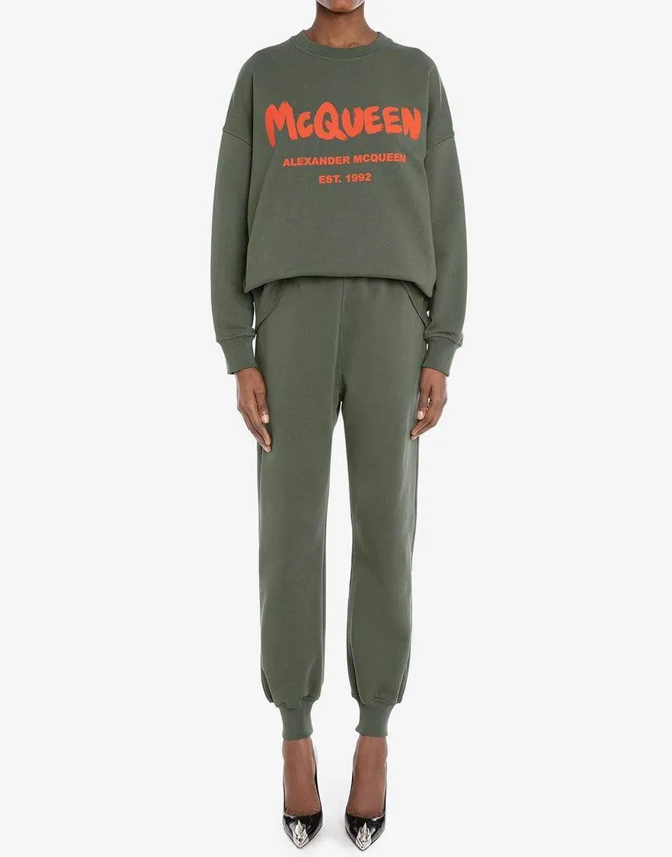 Khaki McQueen Graffiti Joggers