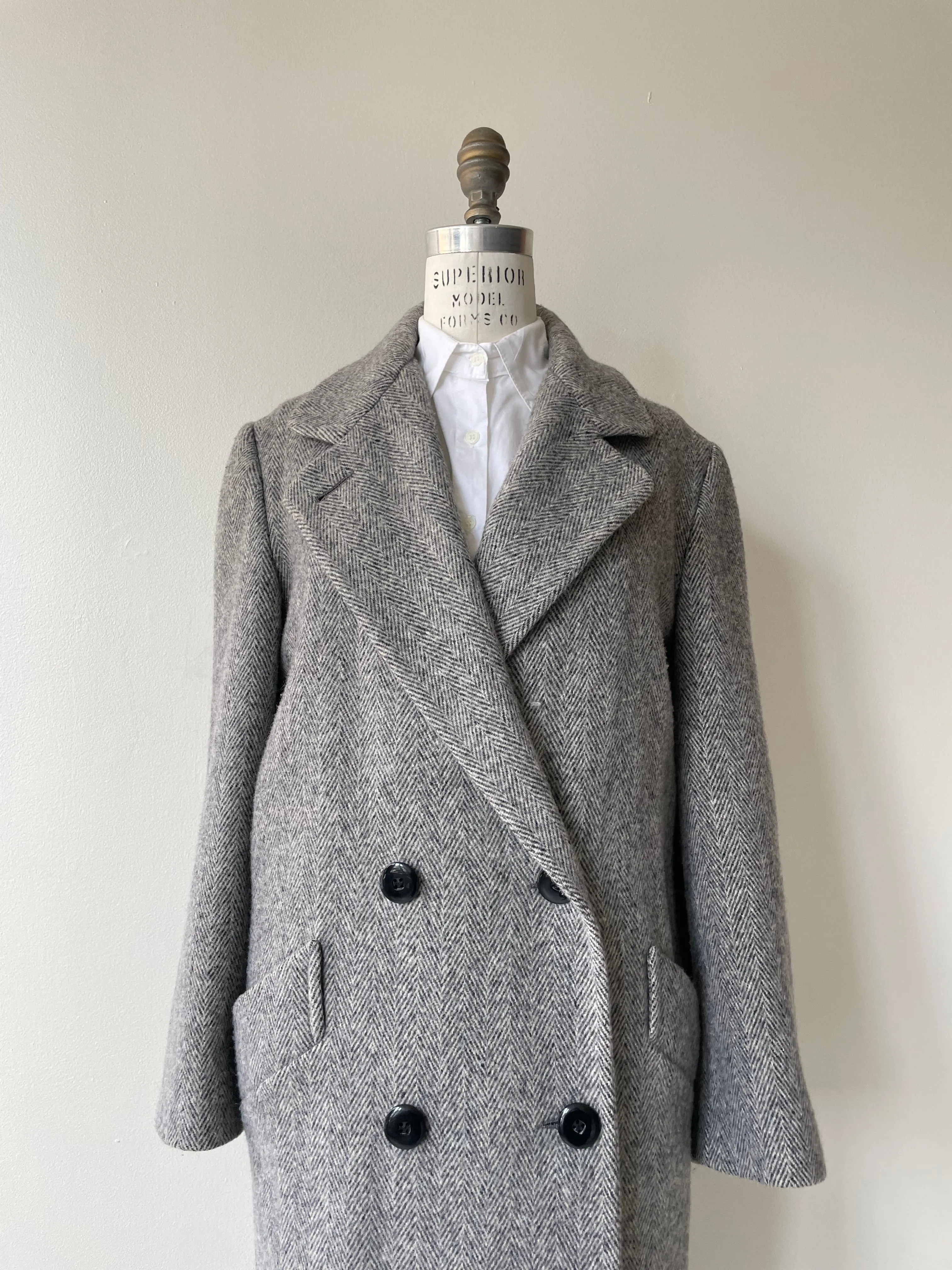 Klein Herringbone Wool Coat