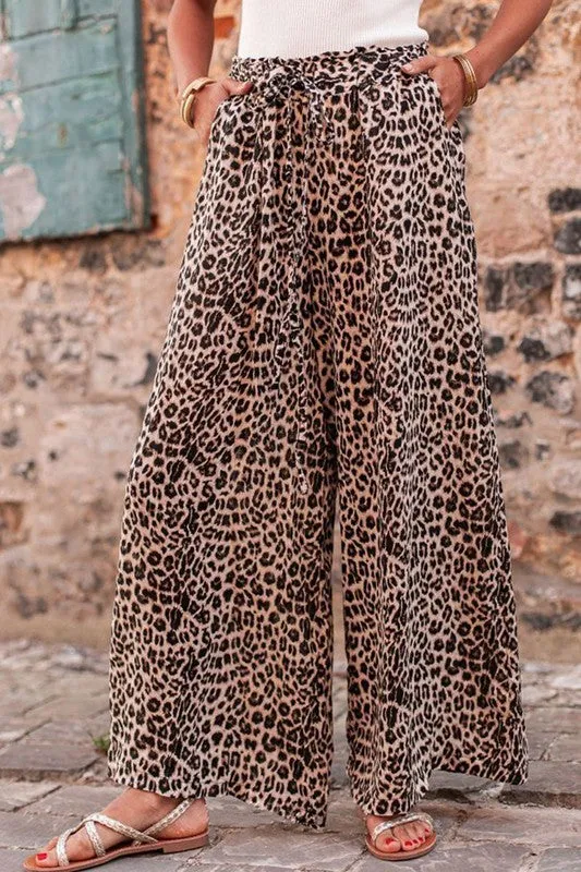 Lacey Desert Palm Boho Leopard Pants