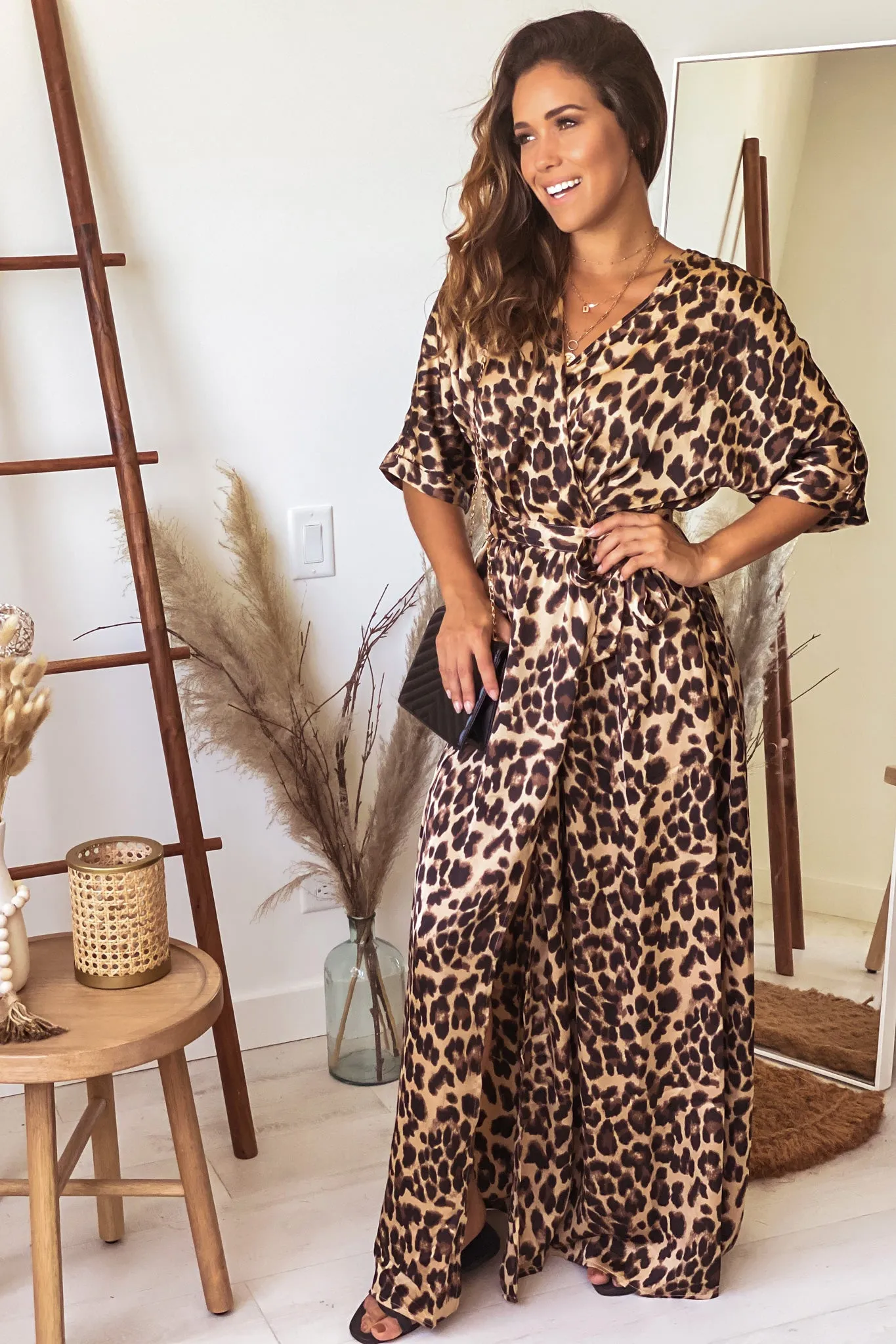 Leopard Wrap Maxi Dress