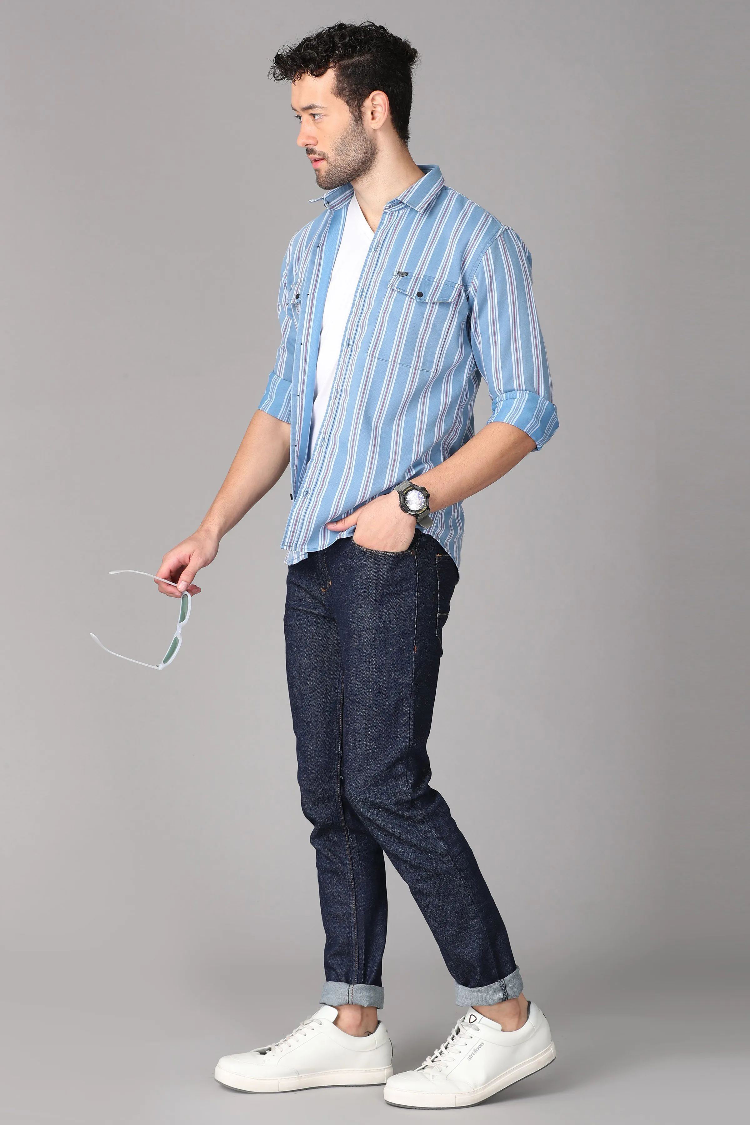 Light Blue Striped Shirt