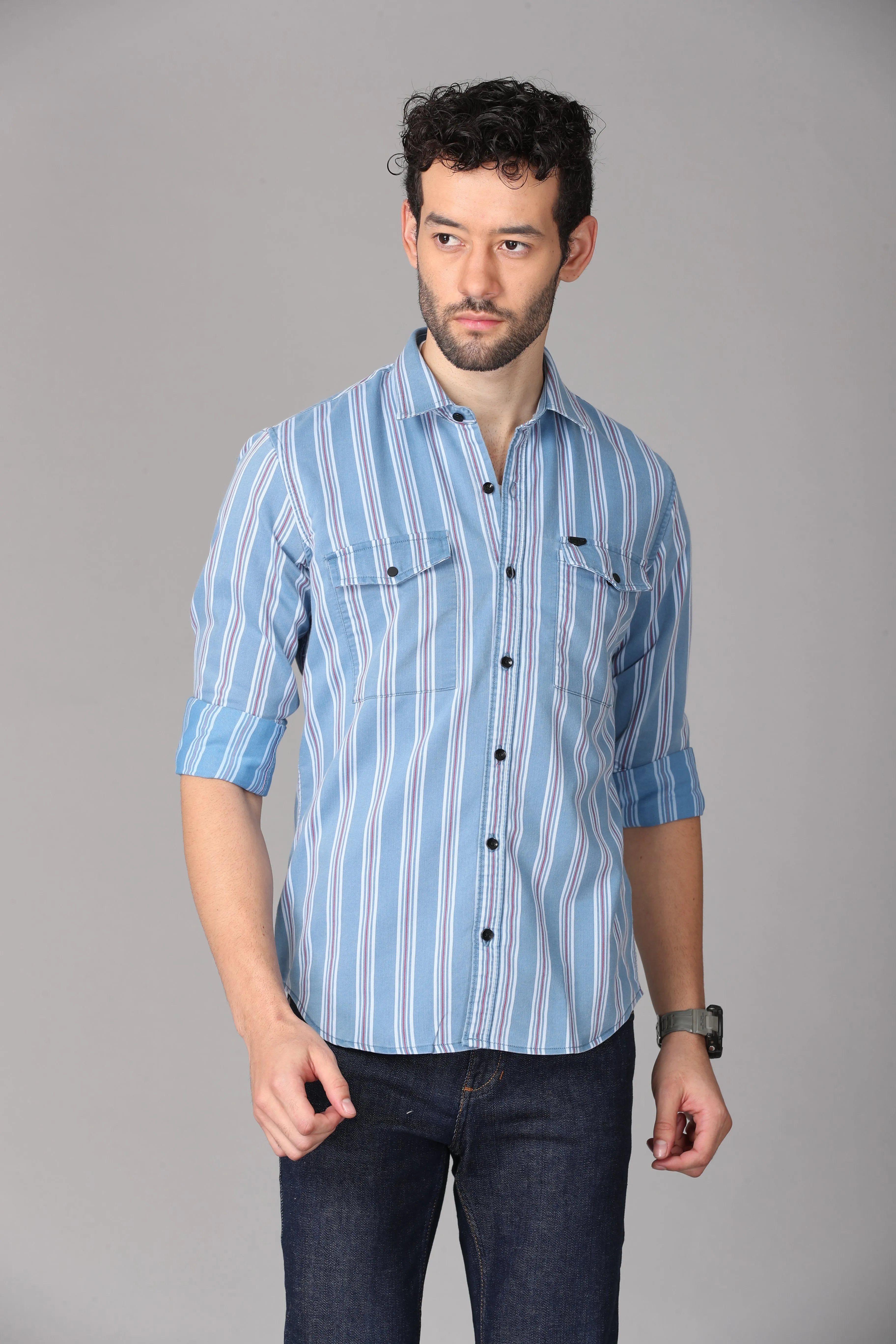 Light Blue Striped Shirt