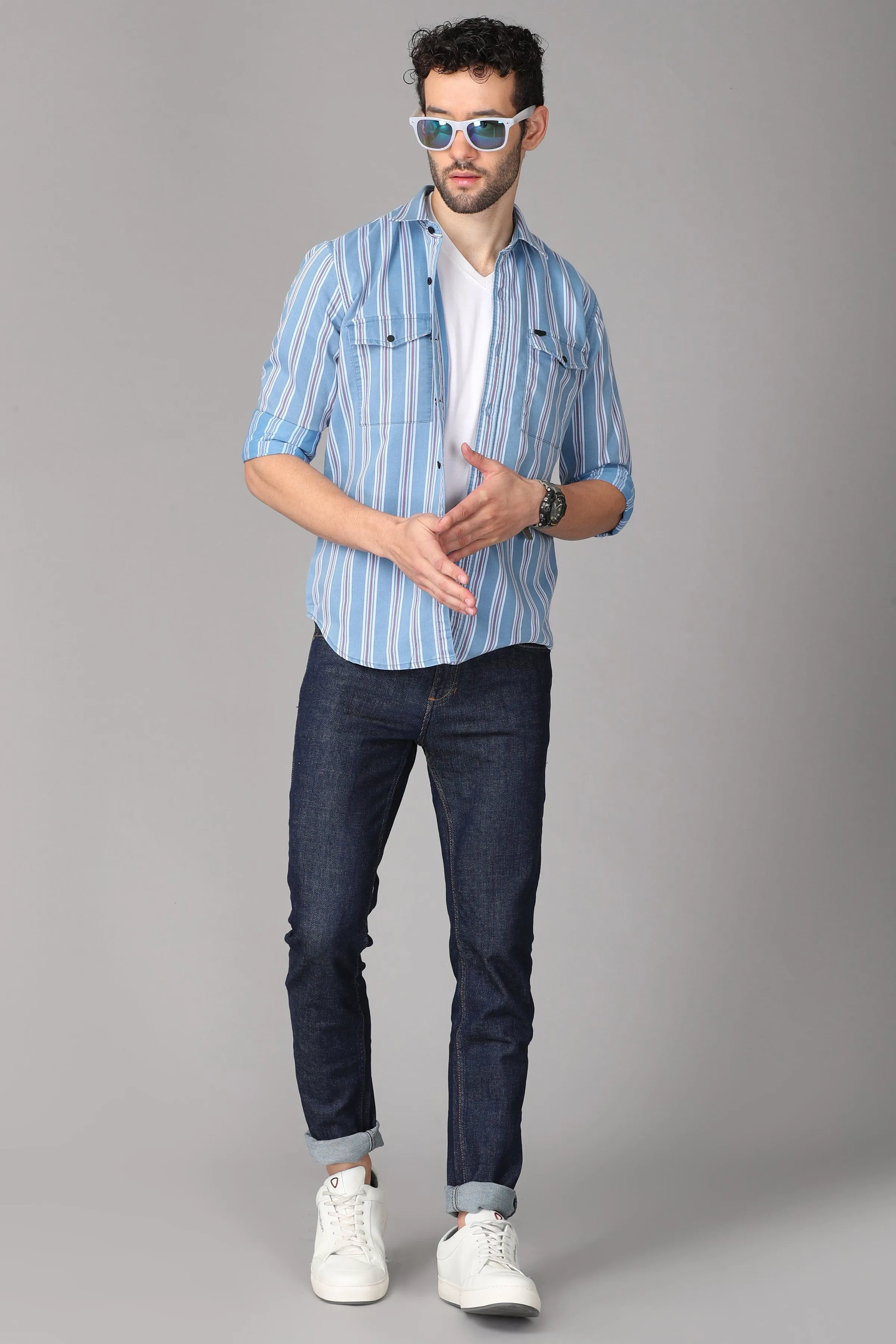 Light Blue Striped Shirt