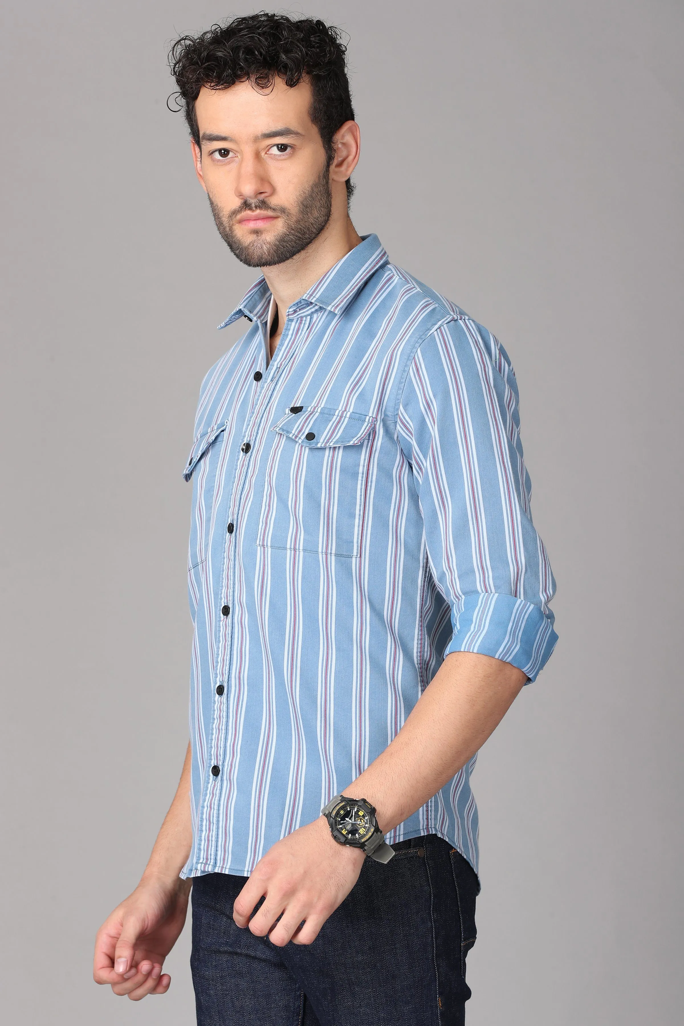 Light Blue Striped Shirt