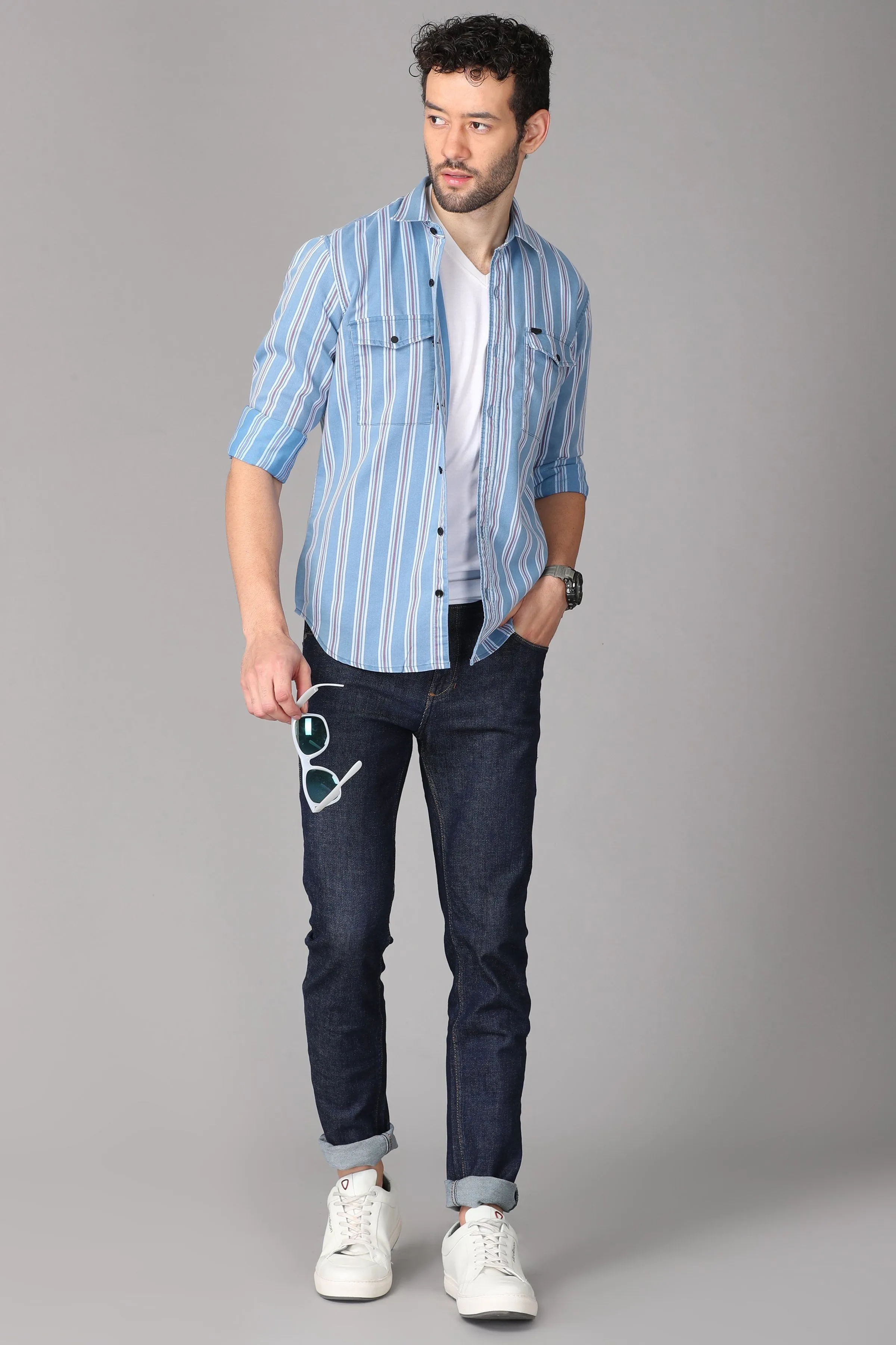 Light Blue Striped Shirt