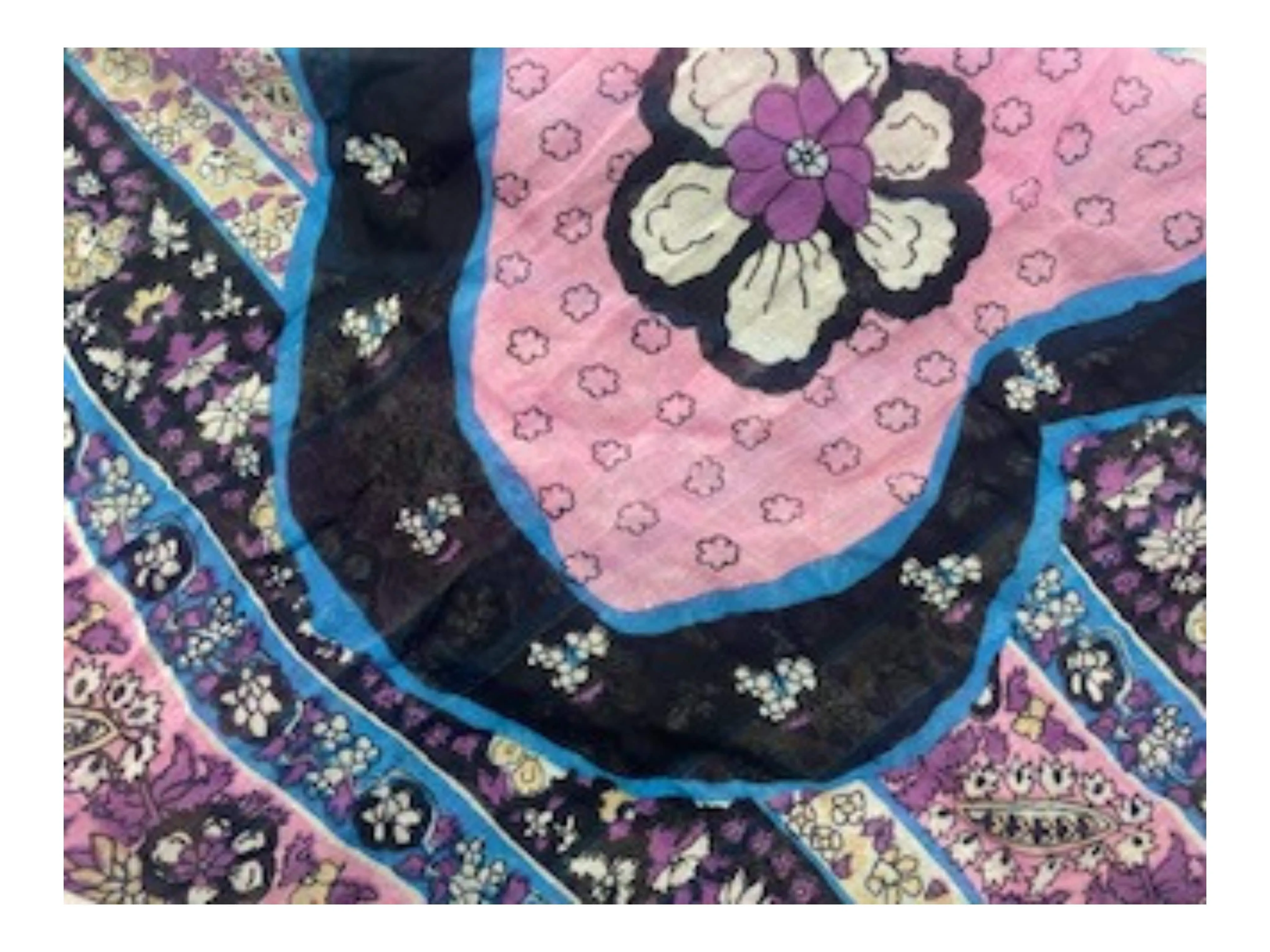 Lilac/Pink Flower -  Ethnic Square Scarf