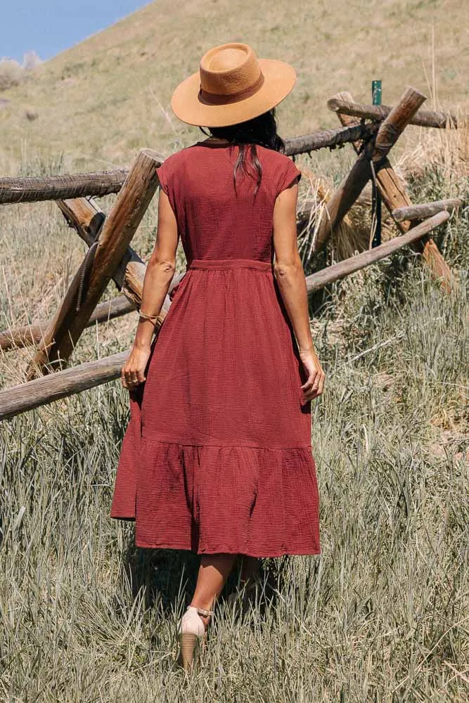 Lottie Wrap Dress in Marsala