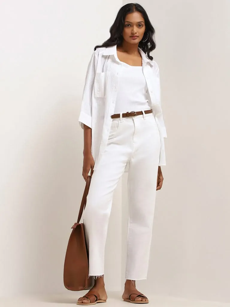 LOV White Mid-Rise Straight-Leg Jeans