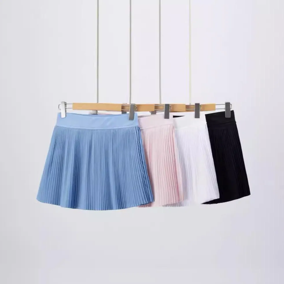 LuLu's same vaesity high-waisted pleated skirt fitness sports outdoor skirt is anti-walking light