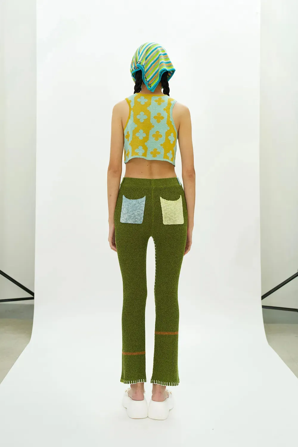 May Shrunken Crop Vest in Turmeric Linen Jacquard