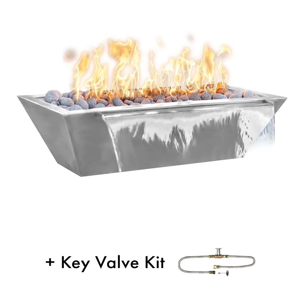 Maya Linear Fire and Water Bowl, Stainless Steel - Pool Feature