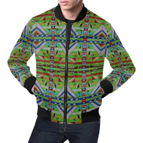 Medicine Blessing Lime Green All Over Print Bomber Jacket for Men