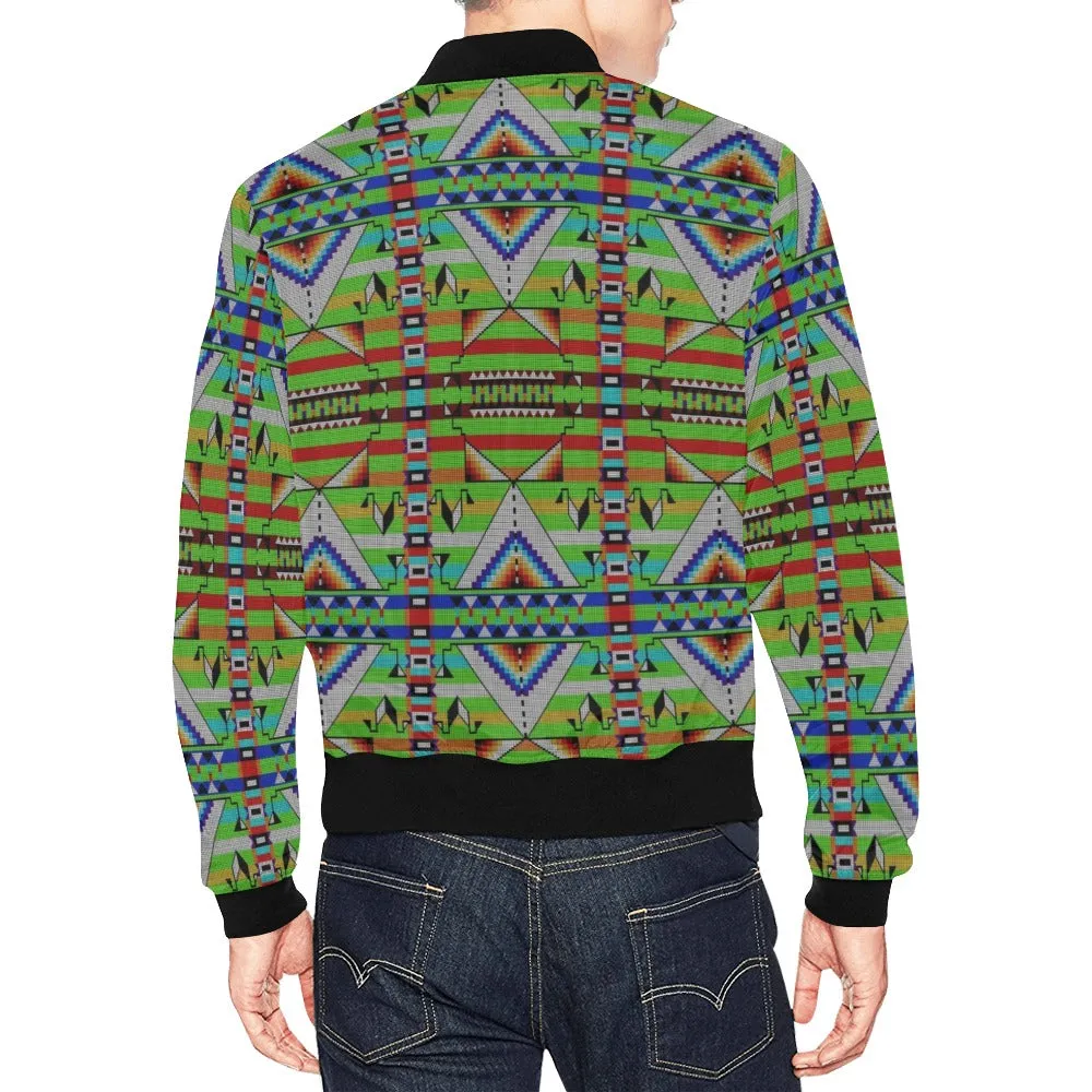 Medicine Blessing Lime Green All Over Print Bomber Jacket for Men