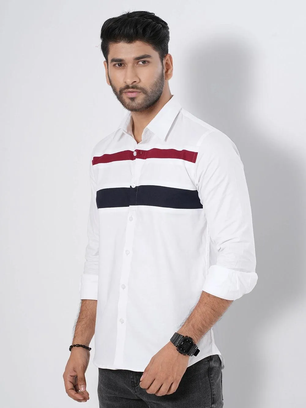 Men's Casual Front Yoke Design Full Sleeve Shirt